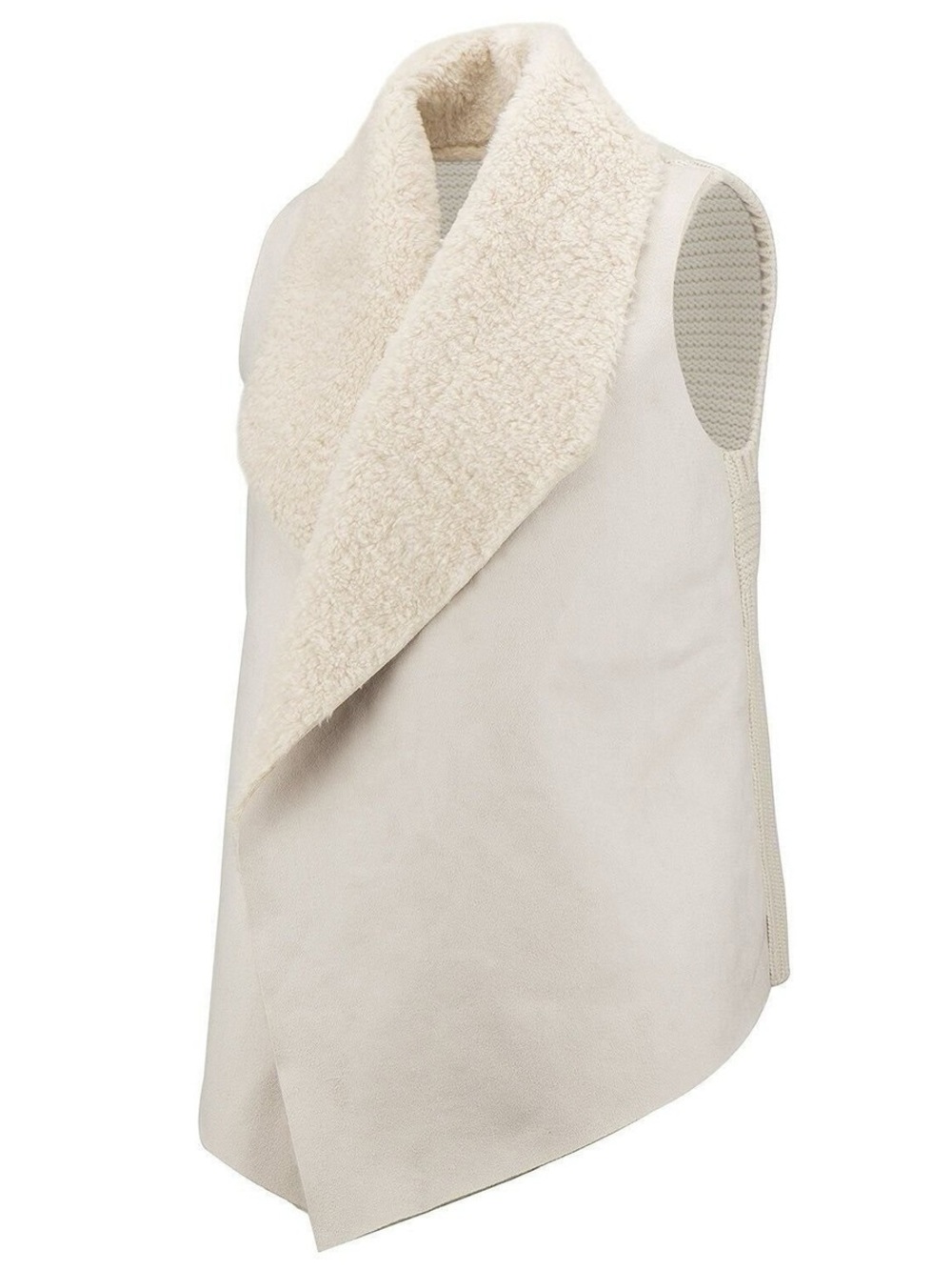 Chelsea & Theodore | Women’s Cream Sherpa Knit Open Front Vest Cardigan
